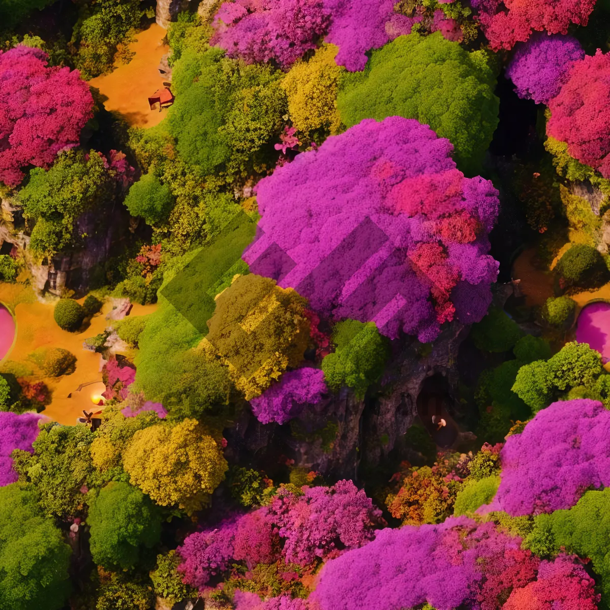 Picture of Colorful Yarrow Blooming in Garden