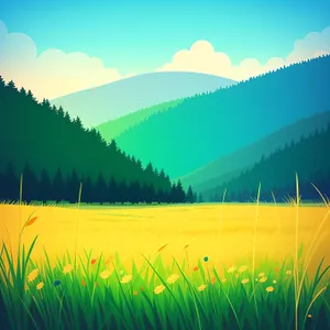 Vibrant Summer Meadow Under Blue Skies
