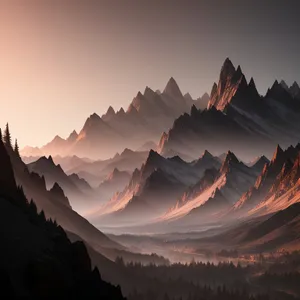 Snow-capped Majestic Mountain Range in National Park