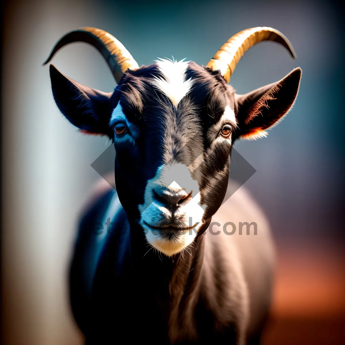 Picture of Brown Ram Grazing on Mountain Pasture