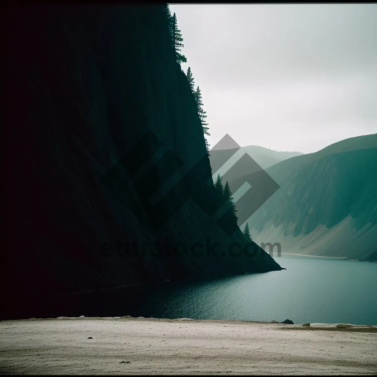 Picture of Serene Coastal Mountains and Barrier Island Reflection