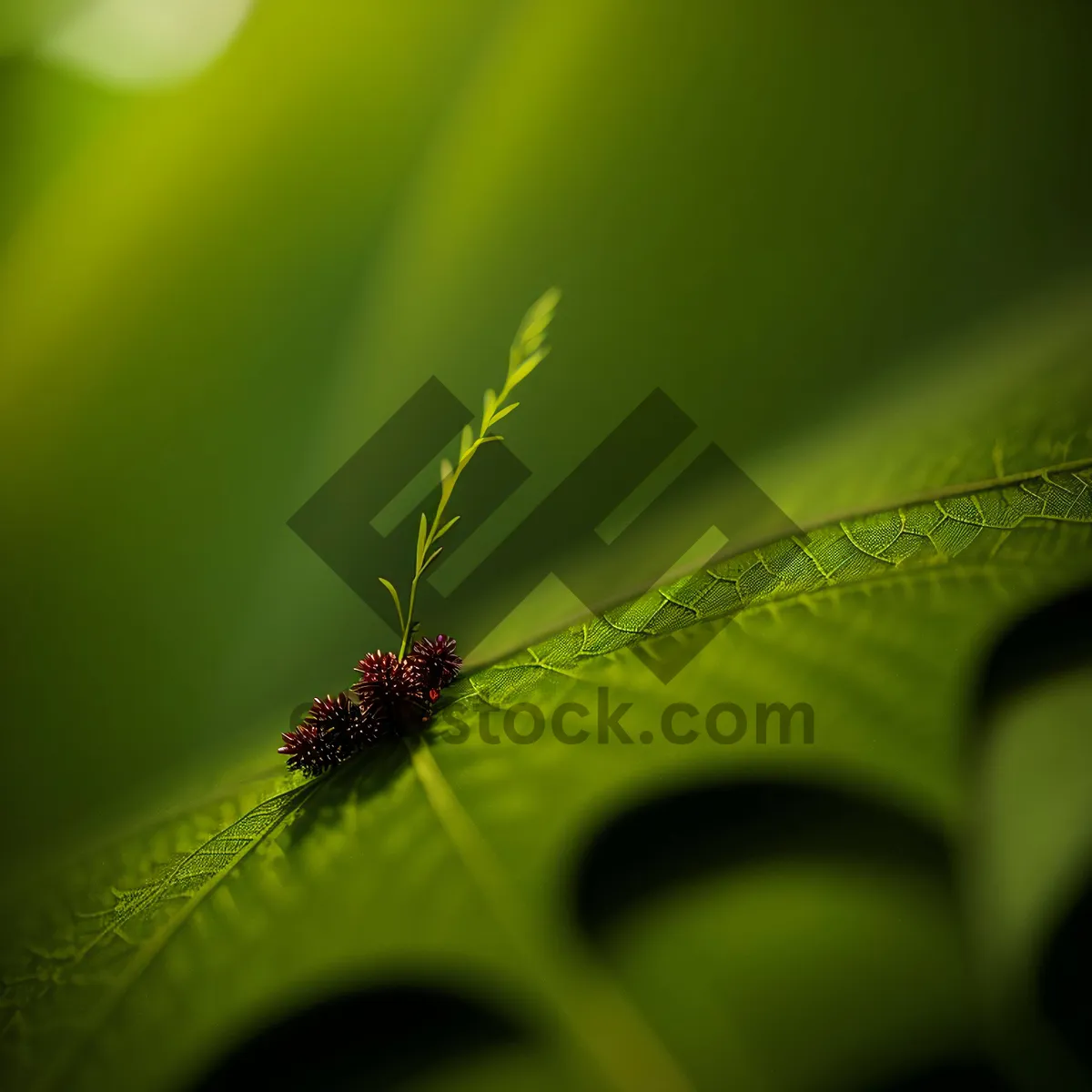 Picture of Summer Mosquito Resting on Green Leaf