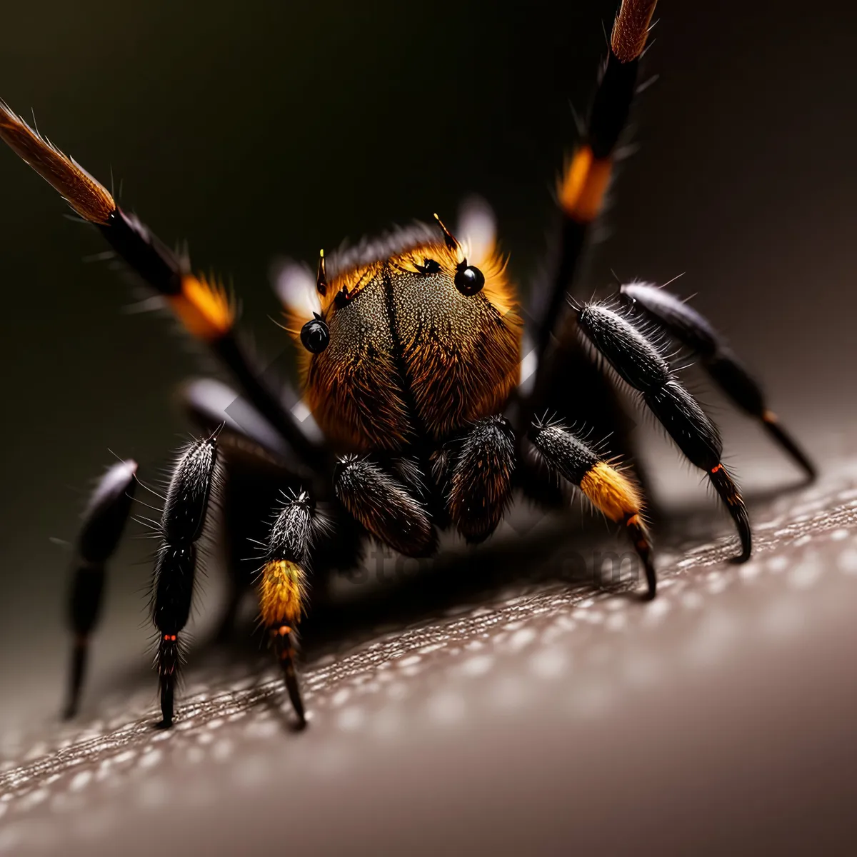 Picture of Hairy Arachnid Closeup: Yellow Garden Spider Detail