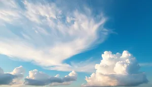 Vibrant Summer Sky with Fluffy Clouds