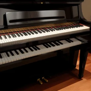 Black grand piano with musician playing classical music