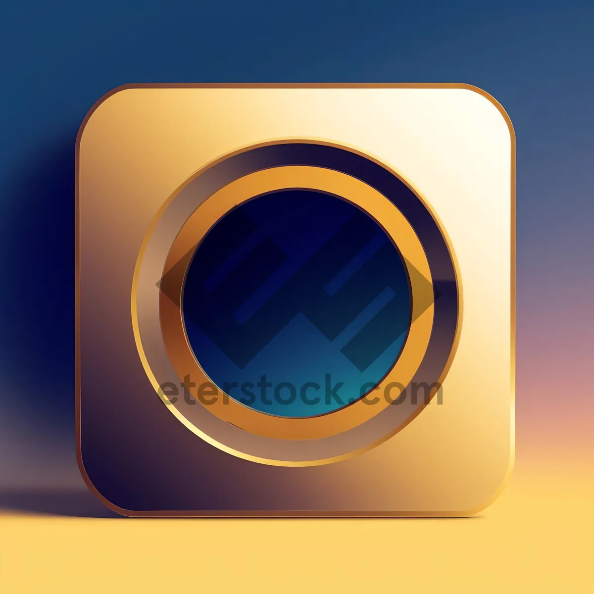 Picture of Modern 3D Button Icon with Shiny Key Symbol