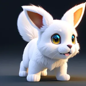 Fluffy Bunny - Cute and Adorable Domestic Rabbit with White Fur and Soft Ears.
