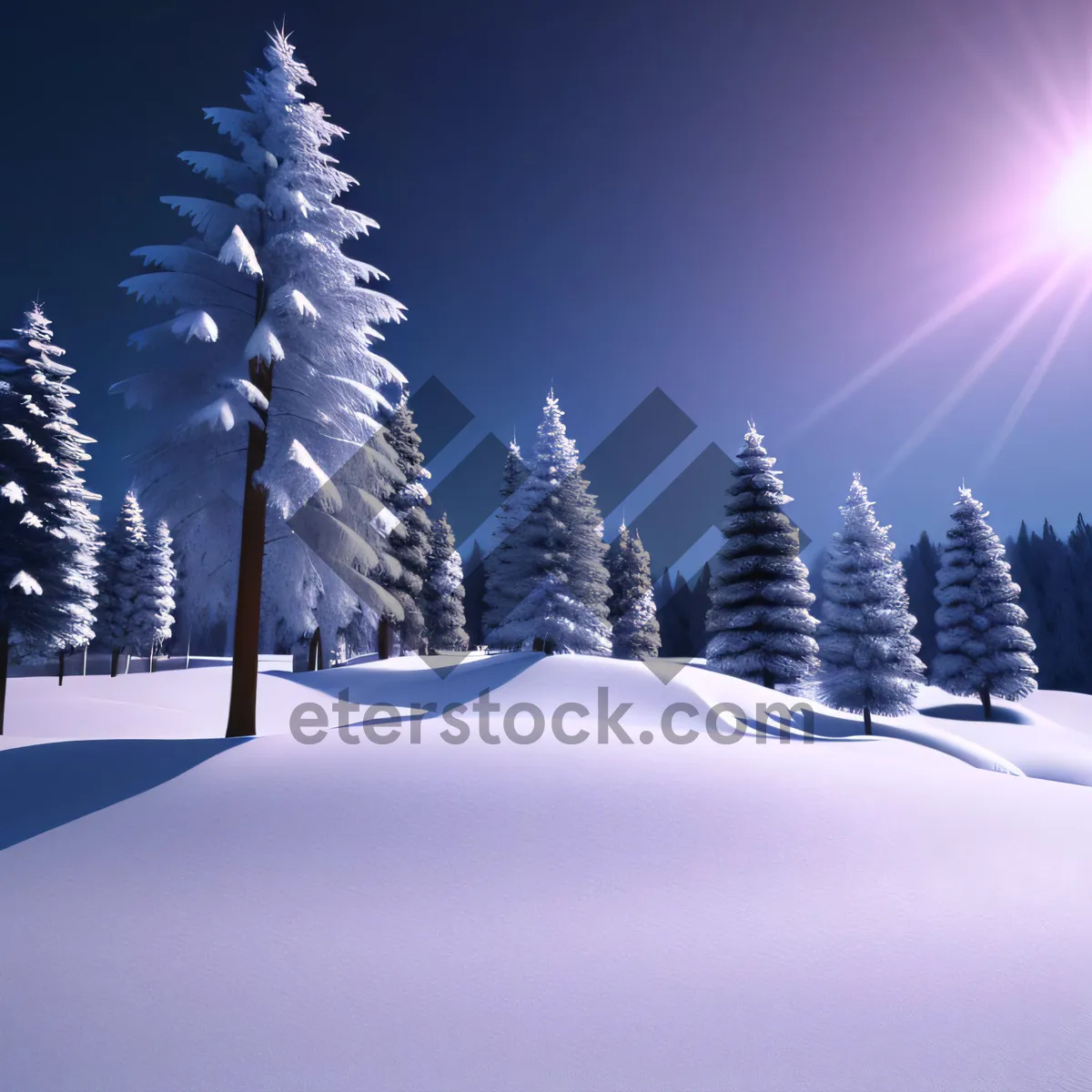 Picture of Winter Wonderland: Majestic Evergreen Tree in Snowy Landscape