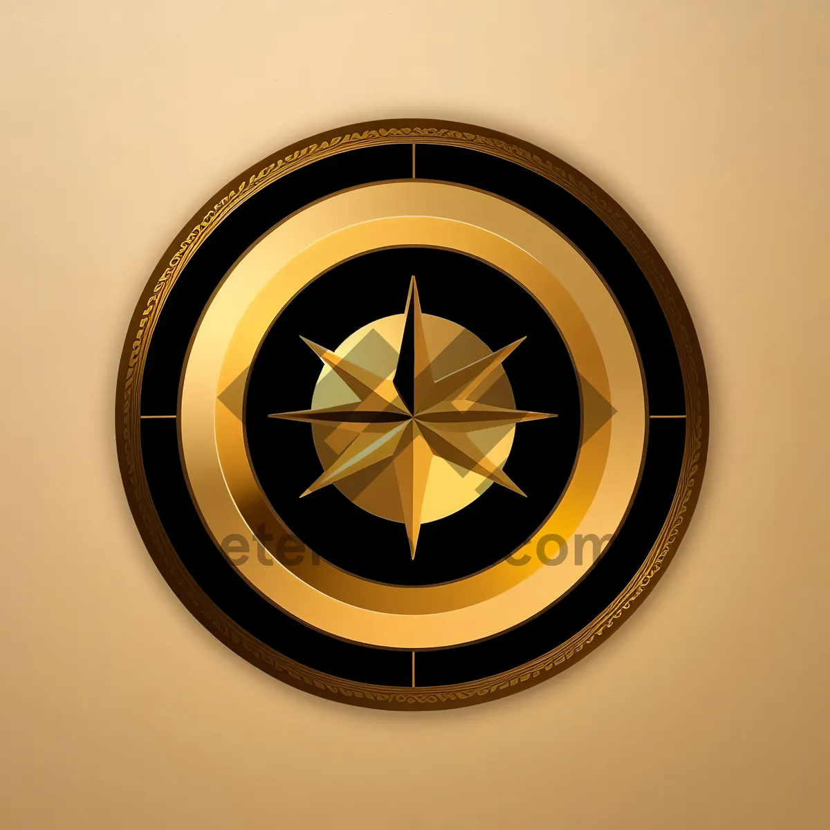 Picture of Shiny Golden Button Icon with Metallic Rim