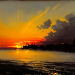 Golden Sunset Over Tranquil Ocean Waves