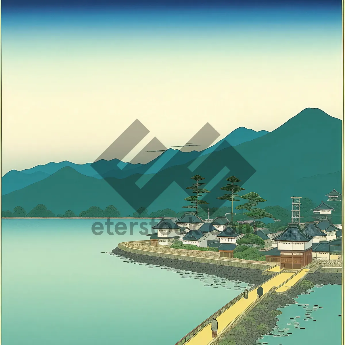 Picture of Serenity at Seaside: Coastal Harmony with Lush Skies