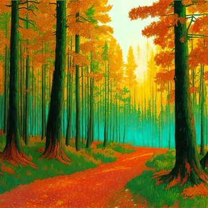 Autumn Woods Painting in Scenic Park