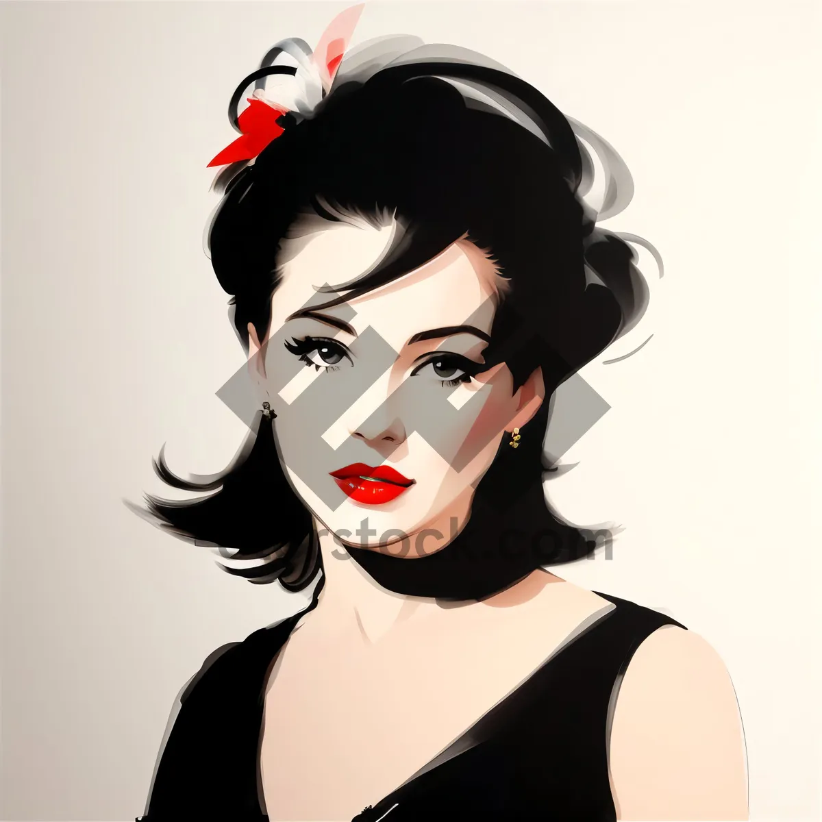Picture of Elegant Seductress: Fashionable Lady with Attractive Black Mask