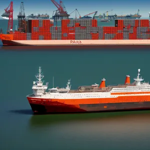 Container Ship Docked at Busy Port