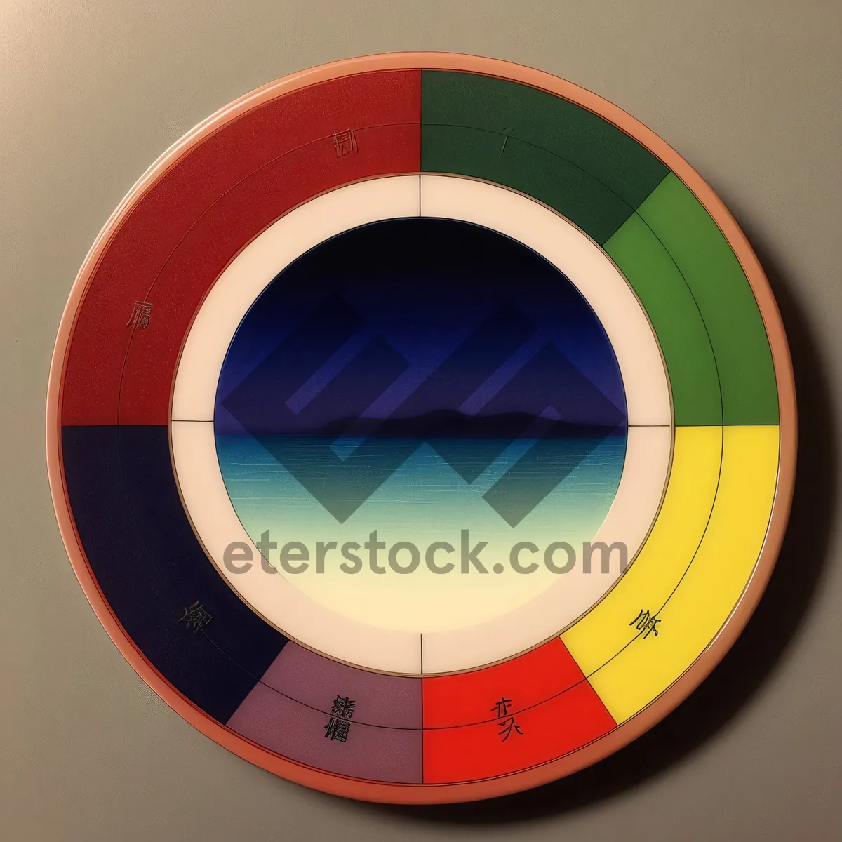 Picture of Symbolic 3D Icon with Circle Grid Design & Protractor