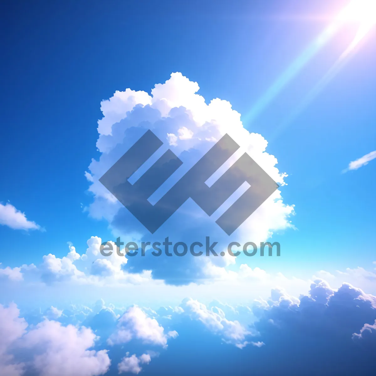 Picture of Vibrant Summer Sky with Fluffy Clouds