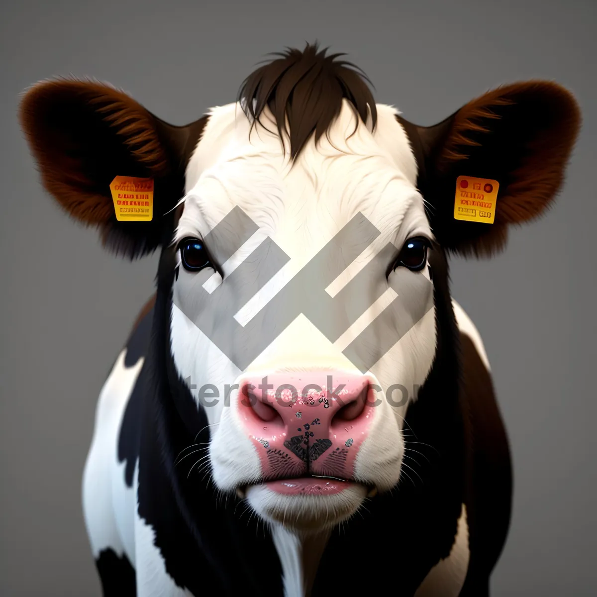 Picture of Black Cow Portrait with Model Face