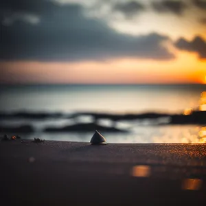 Captivating Sunset Over Tranquil Ocean Beach