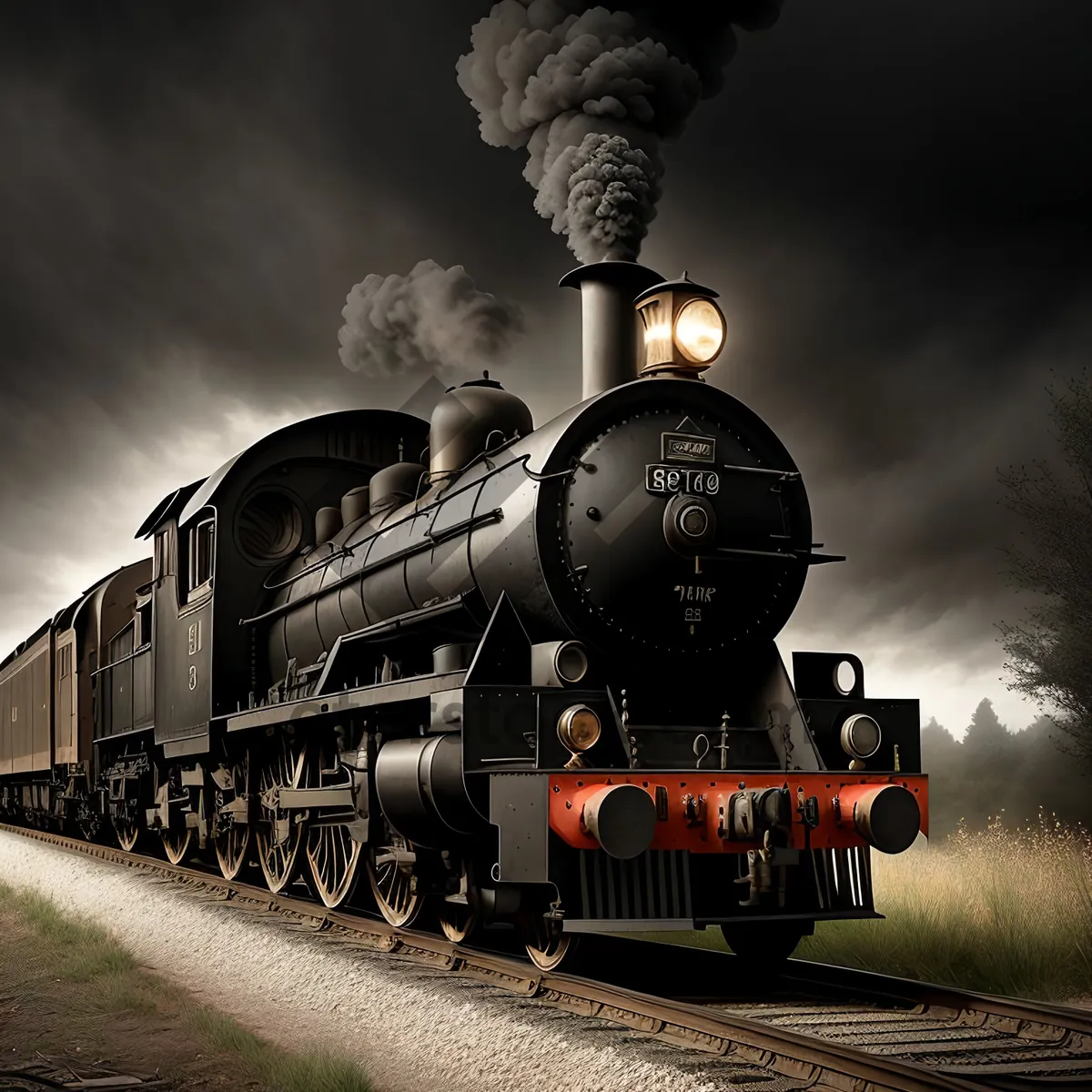 Picture of Vintage Steam Locomotive on Train Tracks