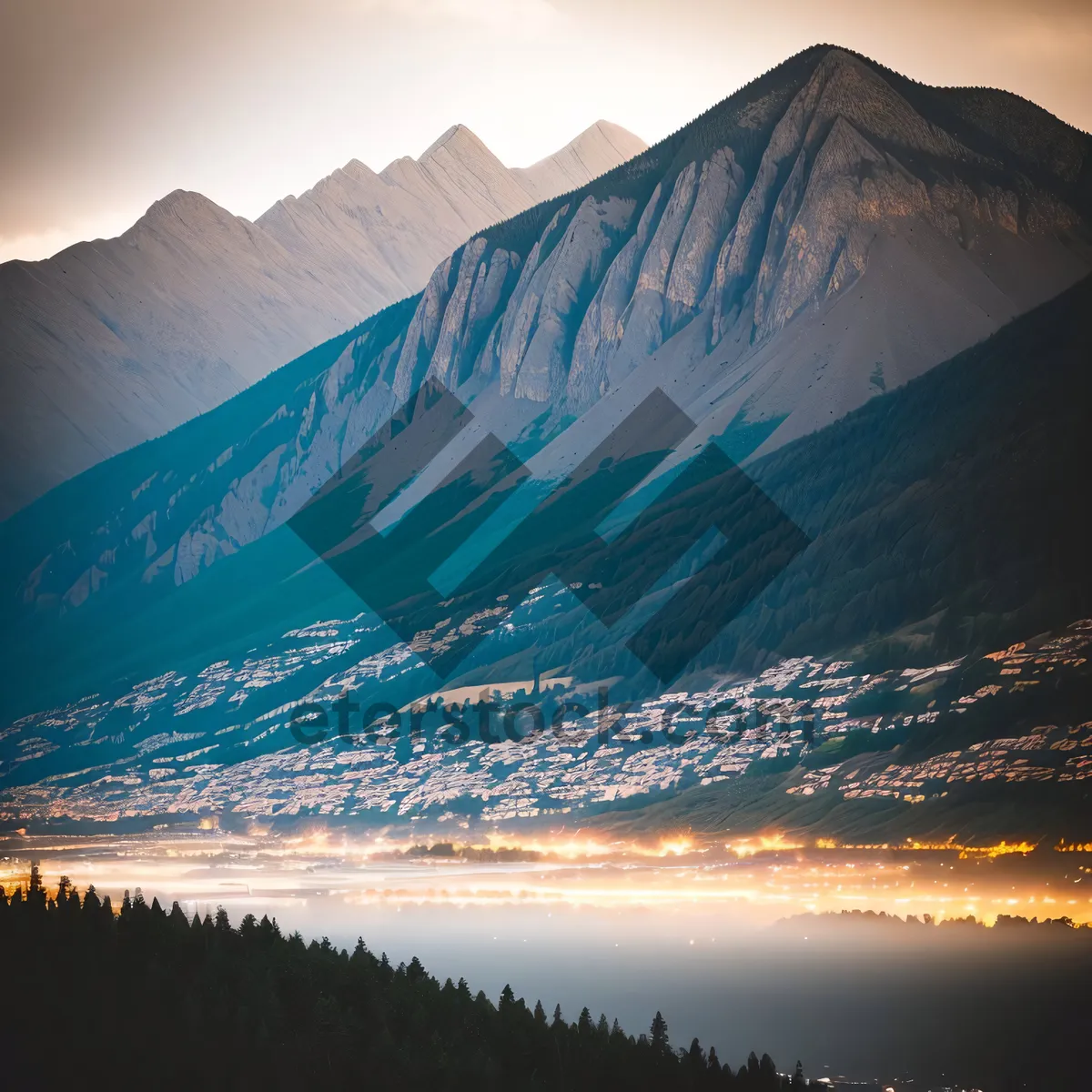 Picture of Snow-capped Peaks Over Pristine Glacier Lake