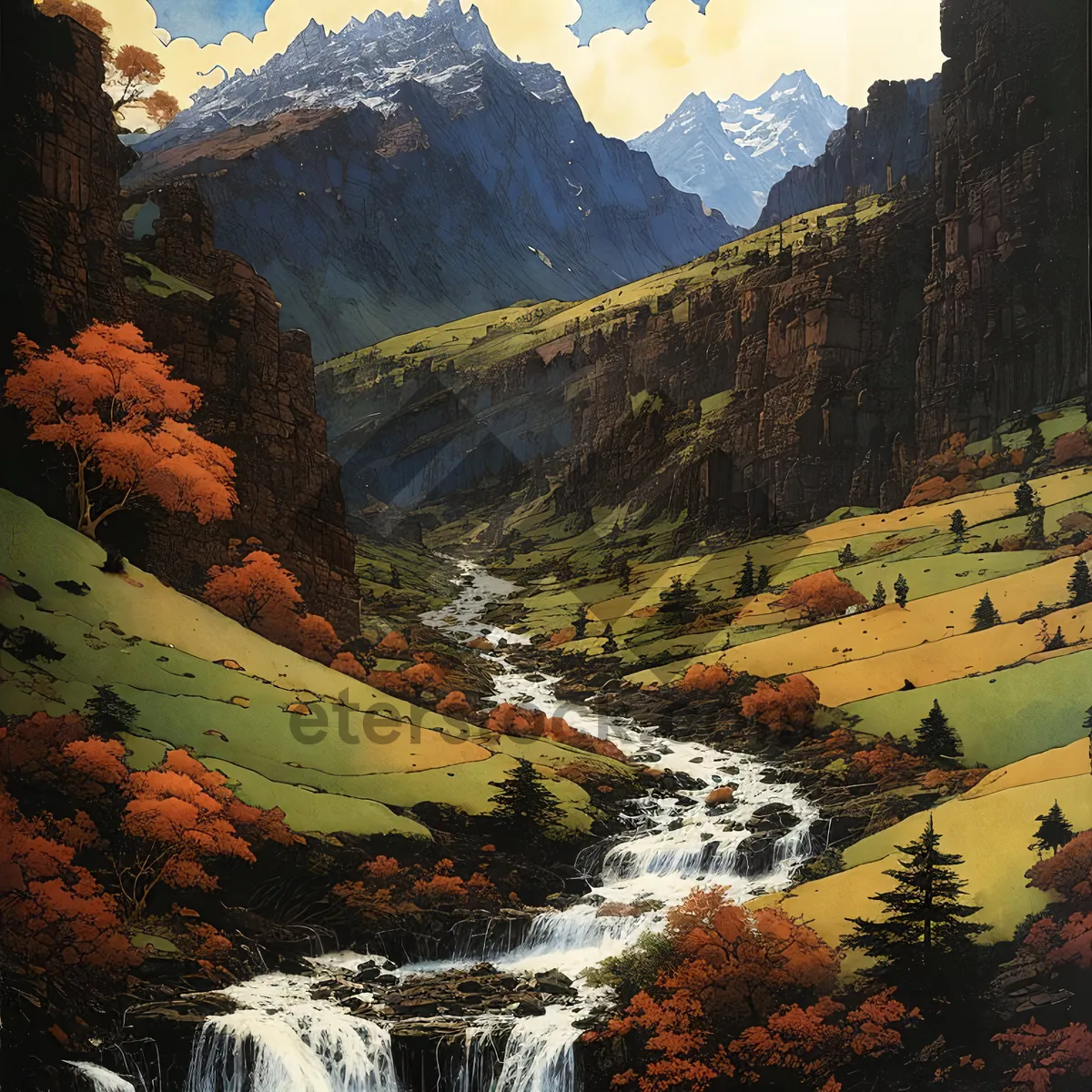 Picture of Grand Southwest Landscape: Majestic Mountains and Scenic River