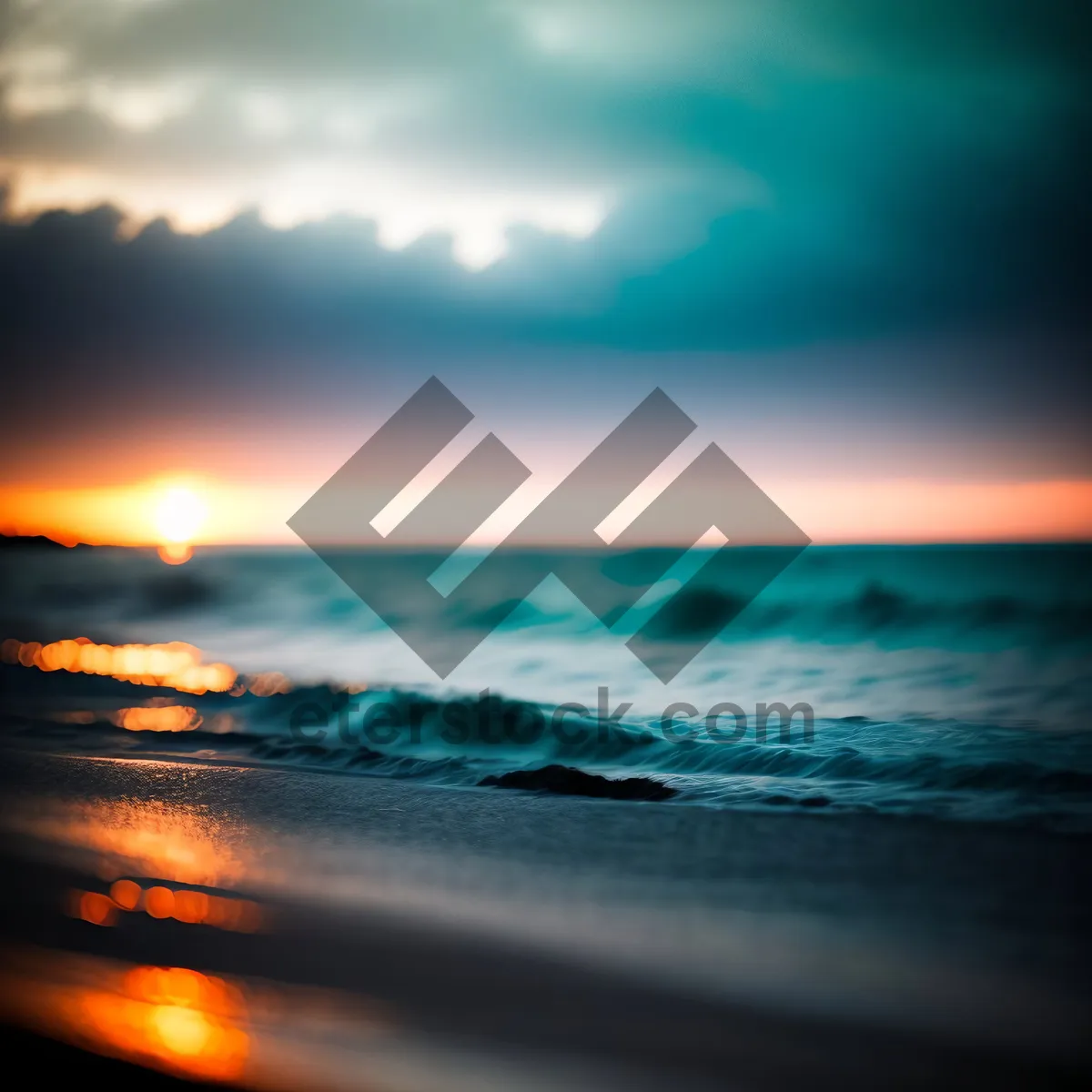 Picture of Vibrant Sunset Reflection on Tropical Beach