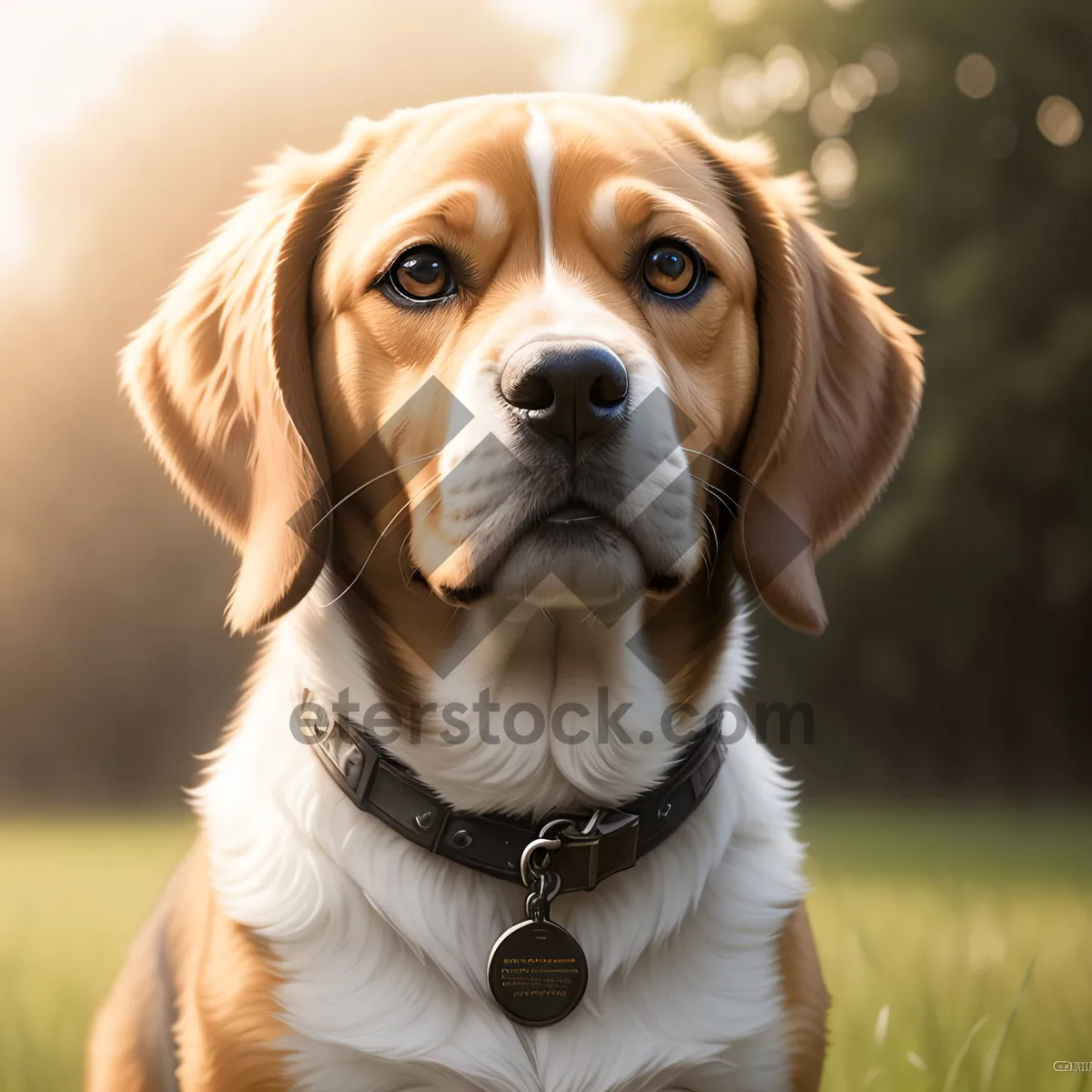 Picture of Golden Retriever Puppy: Adorable Canine Companion on Leash