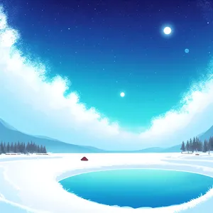 Winter Wonderland: Dreamy Nighttime Snowscape under Starry Skies