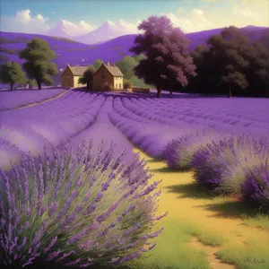 Lavender Shrub in Purple Flower Field