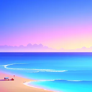 Seascape Sunset: Vibrant Ocean Waters and Colorful Sky