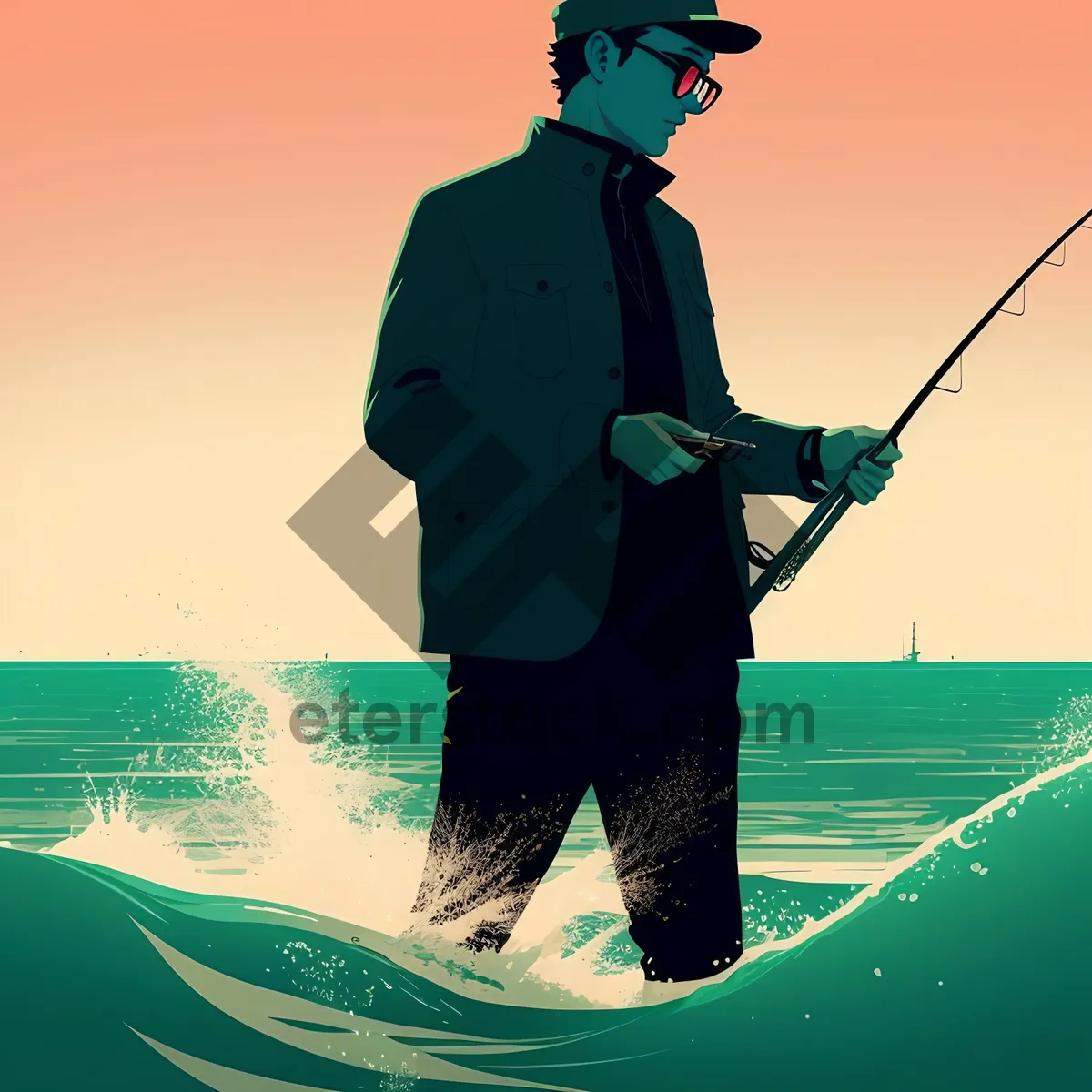 Picture of Ocean Fishing Adventure with a Happy Man
