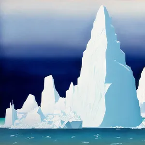Winter Wonderland: Frozen Ocean Reflections with Cloudy Skies