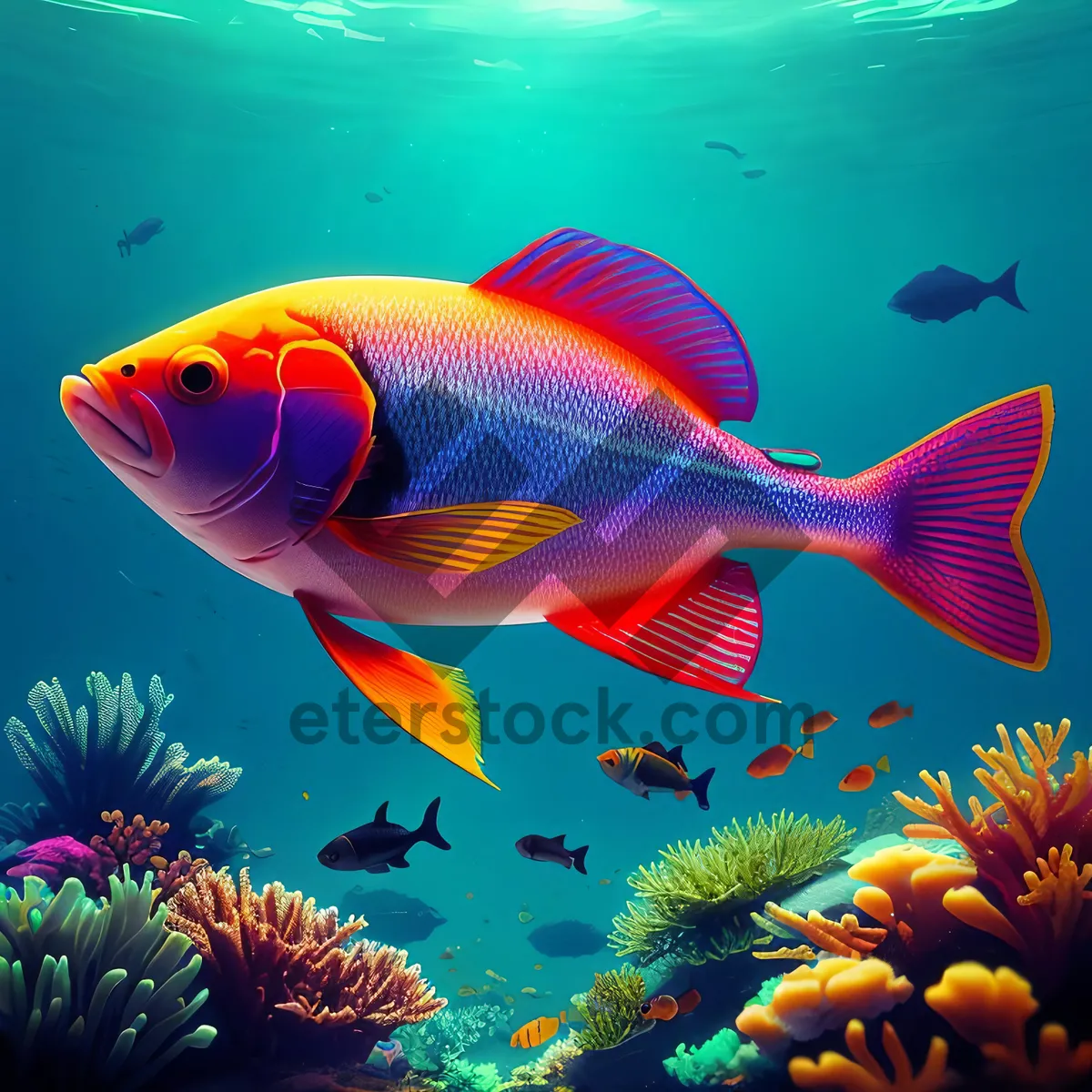 Picture of Colorful Coral Reef Life in Exotic Seawater