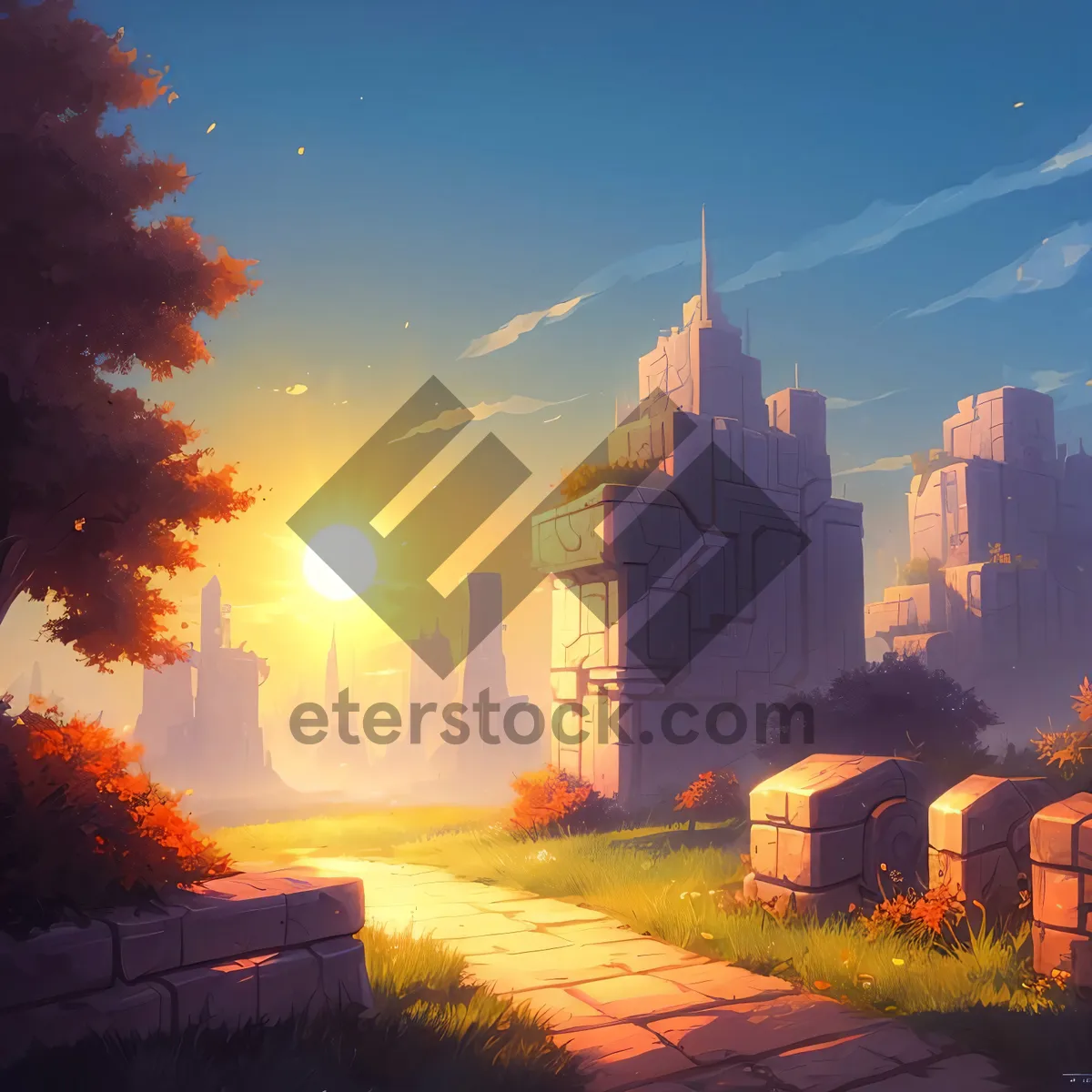 Picture of Golden Sunset Over City Castle