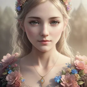 Floral Princess: Fashionable Portrait with Bouquet