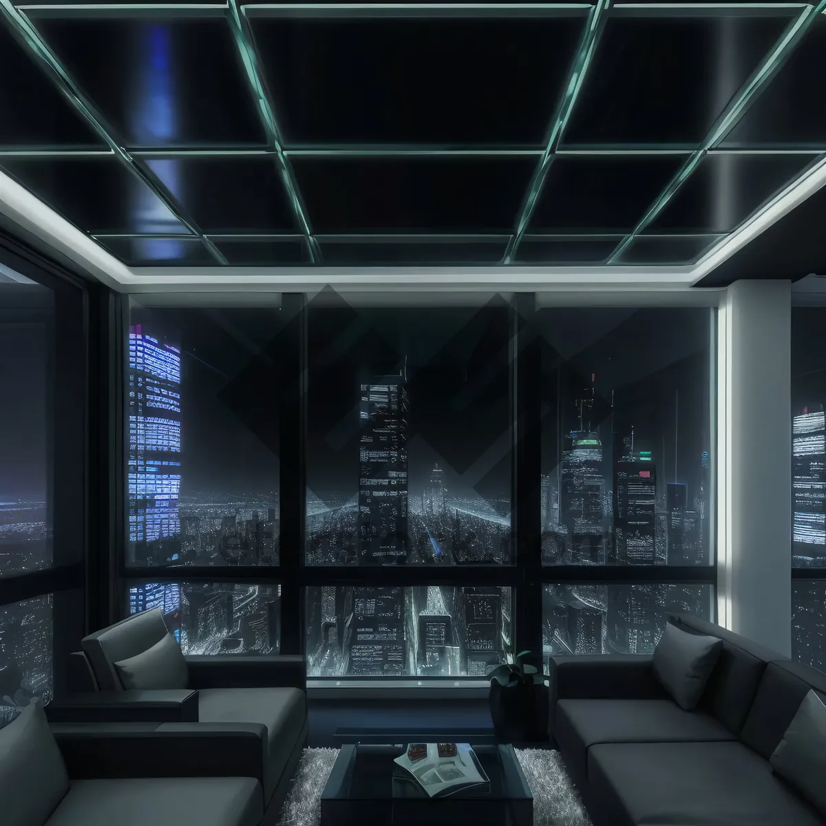 Picture of Modern office interior with luxury furniture and wood accents.