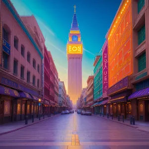 Iconic London Clock Tower illuminating urban skyline