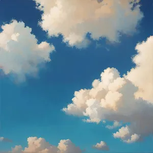 Serene Summer Sky with Fluffy Clouds