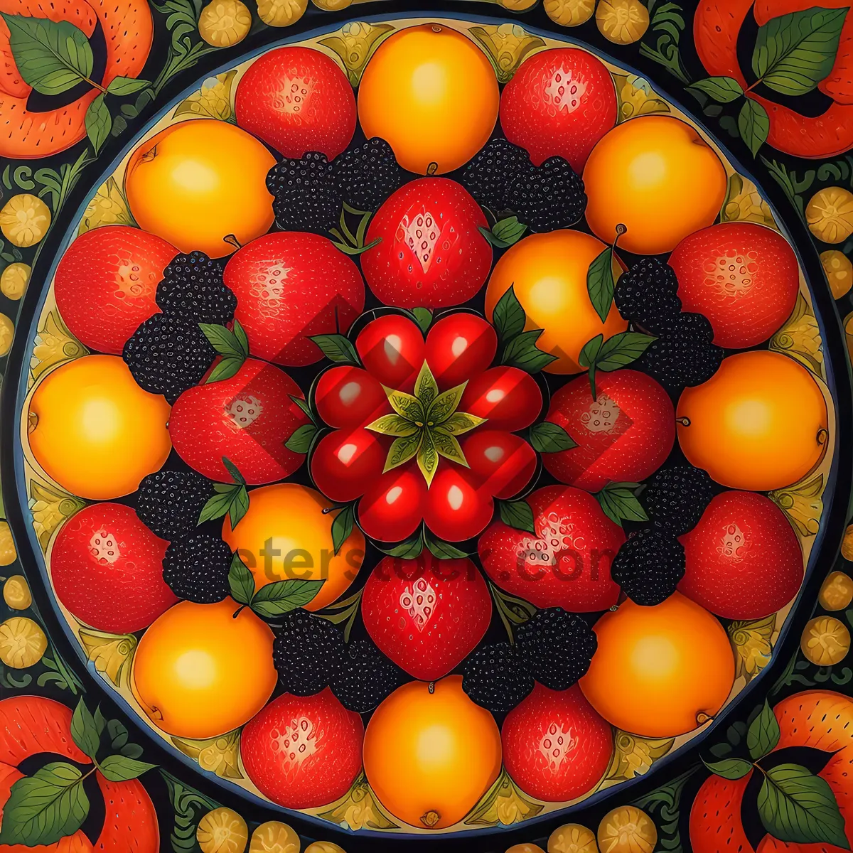 Picture of Vibrant Fresh Produce: Cherry Tomato, Persimmon, Citrus, Orange