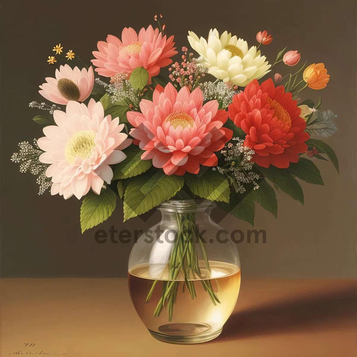 Picture of Romantic Floral Jar with Pink Roses