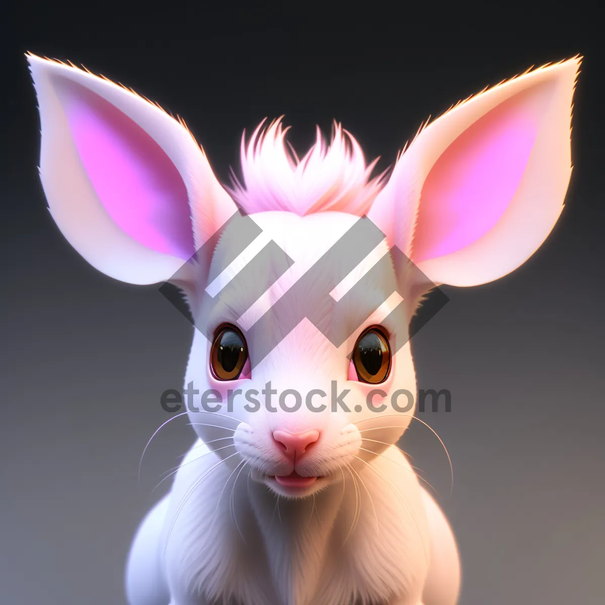 Picture of Adorable Pink Bunny Cat with Playful Expression