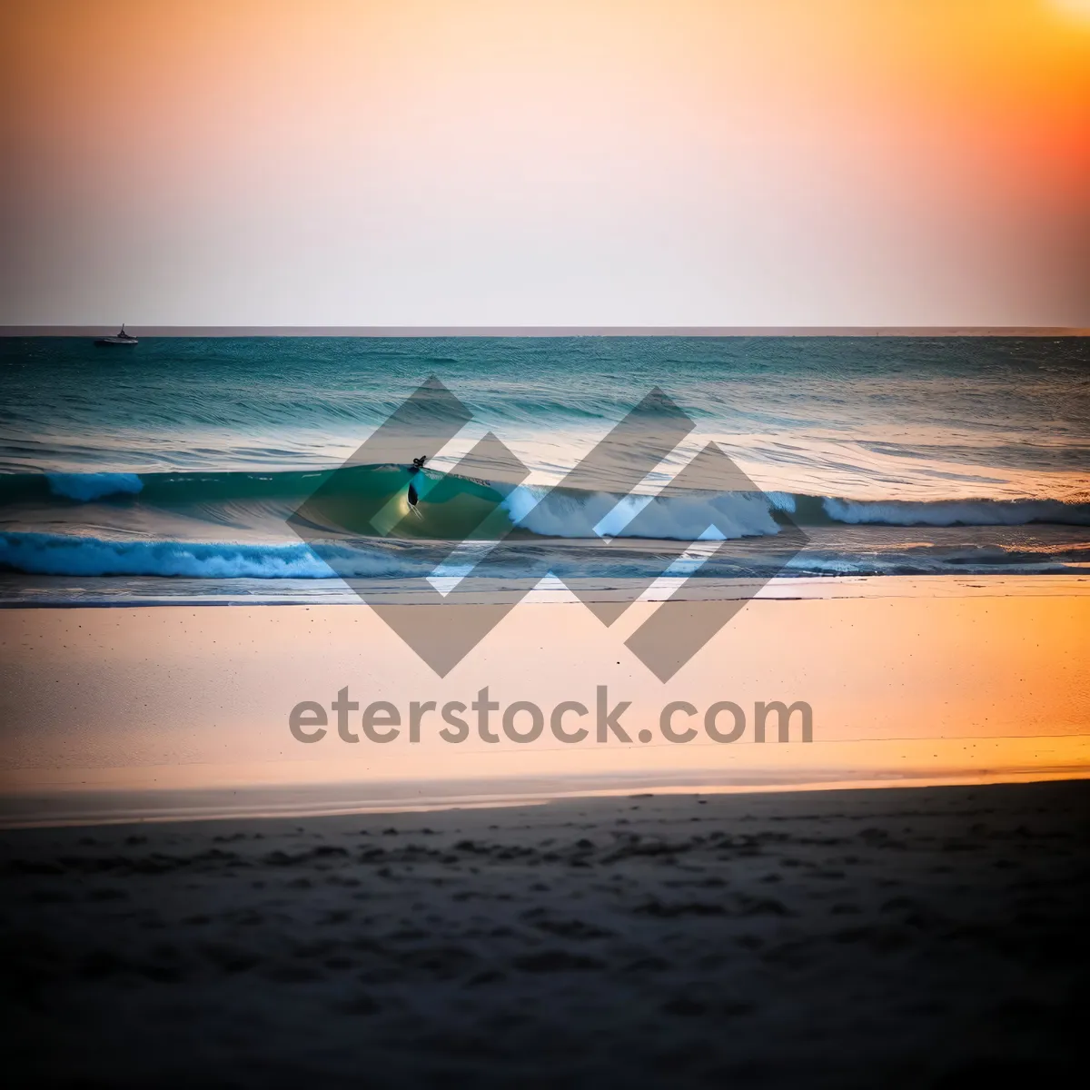 Picture of Sunset Serenity: Tranquil Beachscape Silhouette