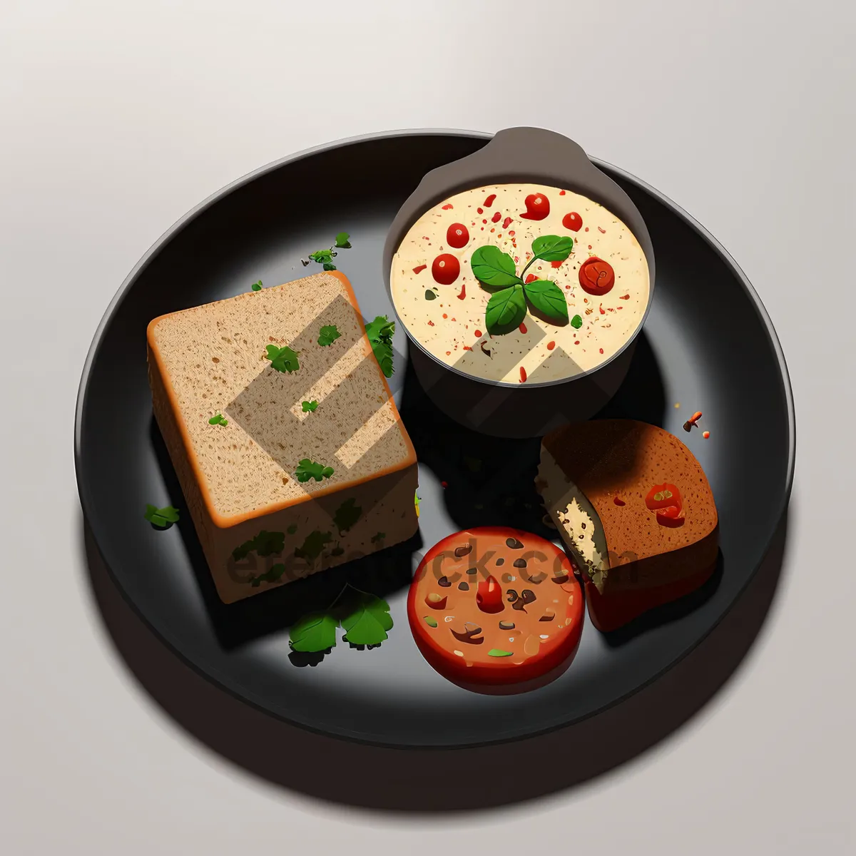 Picture of Delicious Gourmet Plate with Cheese and Vegetables