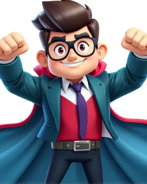 Cartoon boy with goggles playing outdoors for kids party