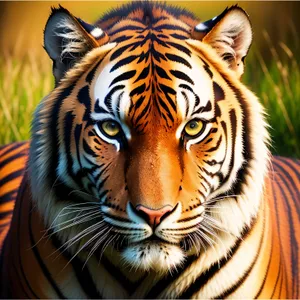Wild Tiger Cat - Majestic Feline Predator with Striking Stripes
