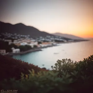 Serene Sunset Reflection on Beach Shoreline