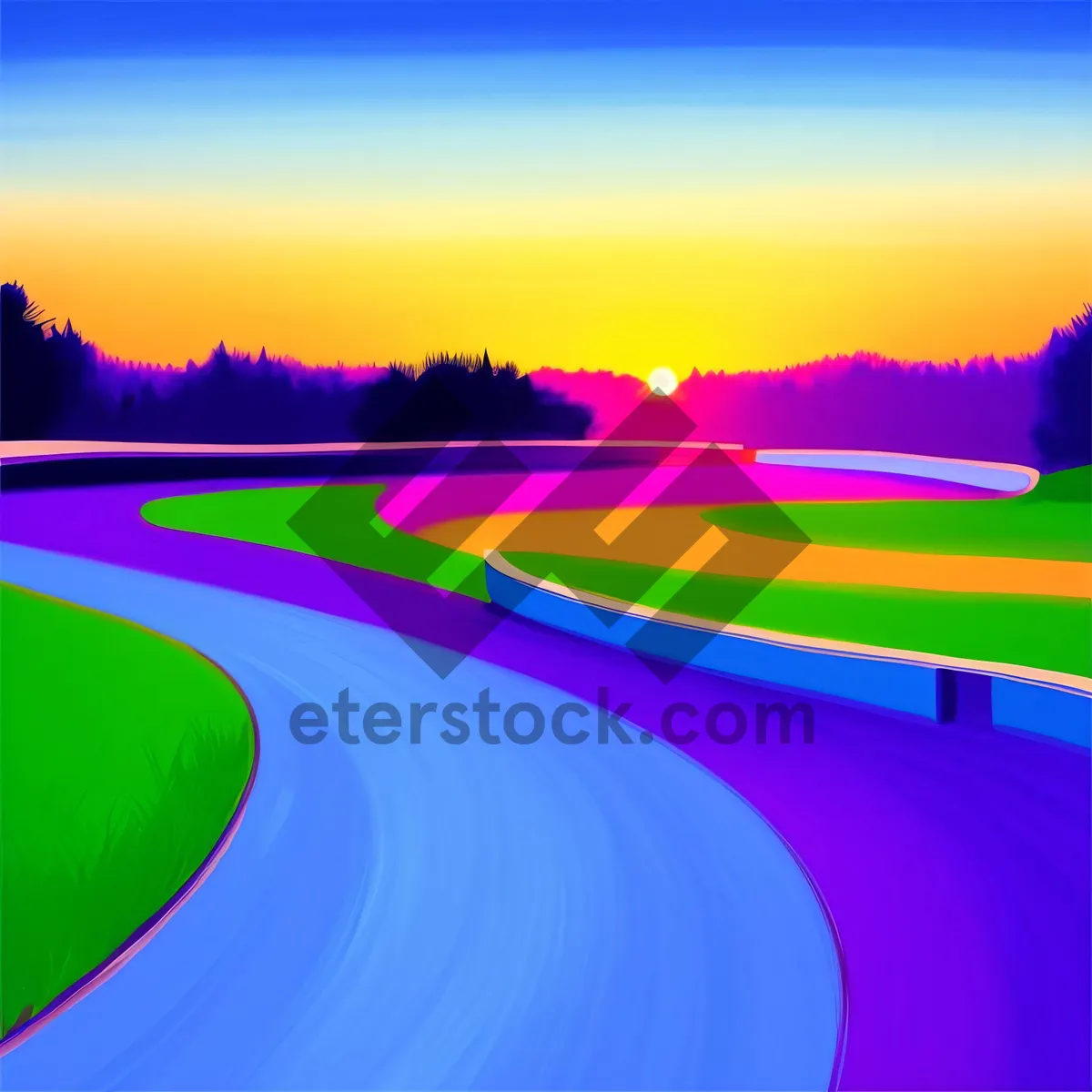 Picture of Rolling Hills and Open Road in Scenic Countryside