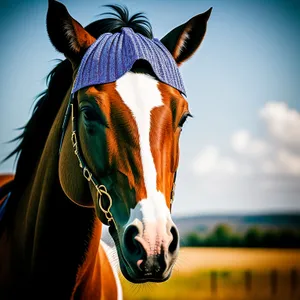 Stunning Thoroughbred Stallion in Rural Field.