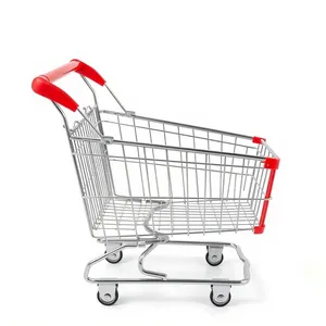 Metallic shopping cart for business finance and commerce.