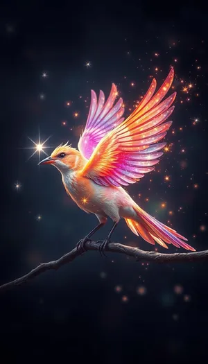 Glowing Fractal Wing Design Wallpaper